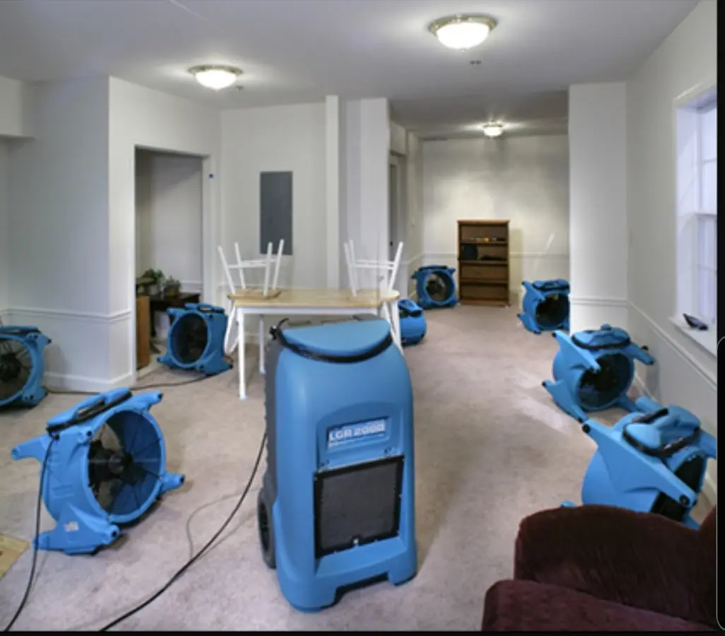 Air movers and dehumidifier setup for Water Extraction & Removal in Urbandale